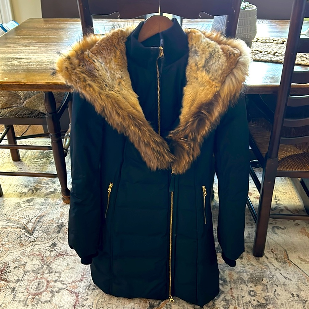 Mackage Black Coat with Fur Trim